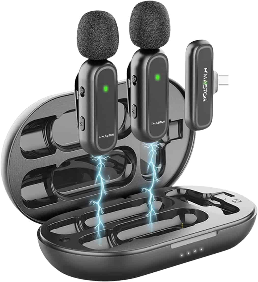 Microfone Lapela Sem Fio H’Maston 3 em 1