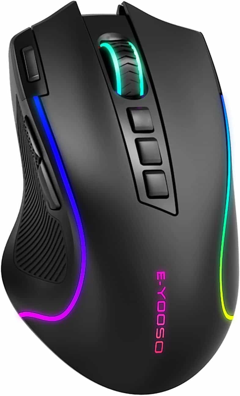 Mouse Sem Fio Gamer, 2.4G, Bluetooth, USB-C, 8000 DPI, 1000Hz, 9 Botões Programáveis