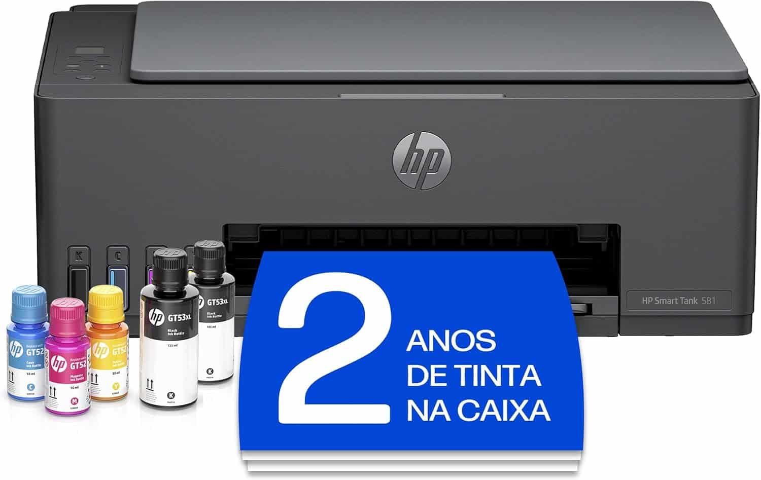 Impressora Multifuncional HP Smart Tank 581 Tanque de Tinta Colorida Wi-Fi, USB