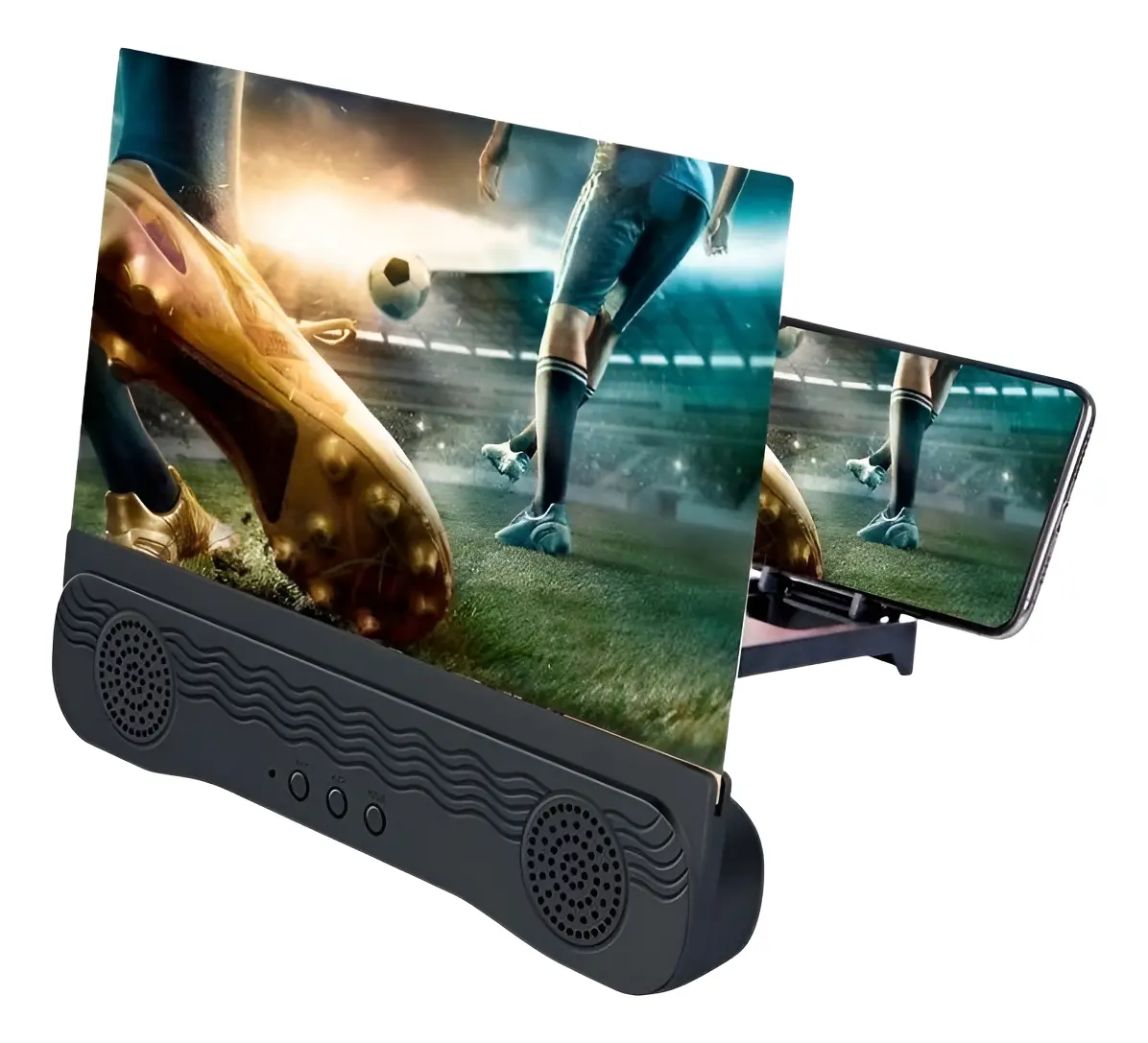 Suporte Ampliadora Lente Aumento Tela Celular com Caixa de Som Bluetooth