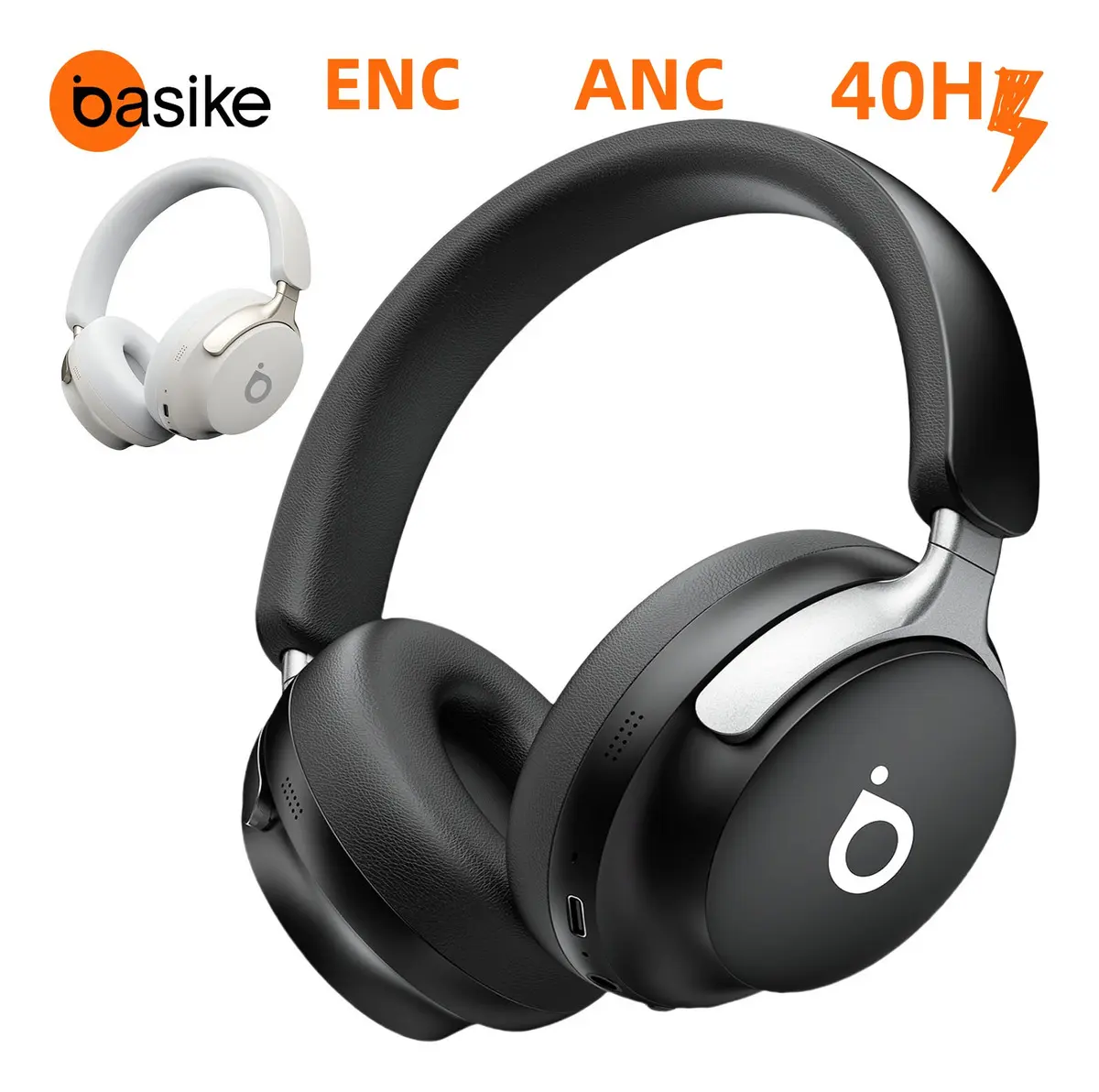 Headphone Basike Bluetooth 5.4 Com Cancelamento de Ruído e Microfone, Preto