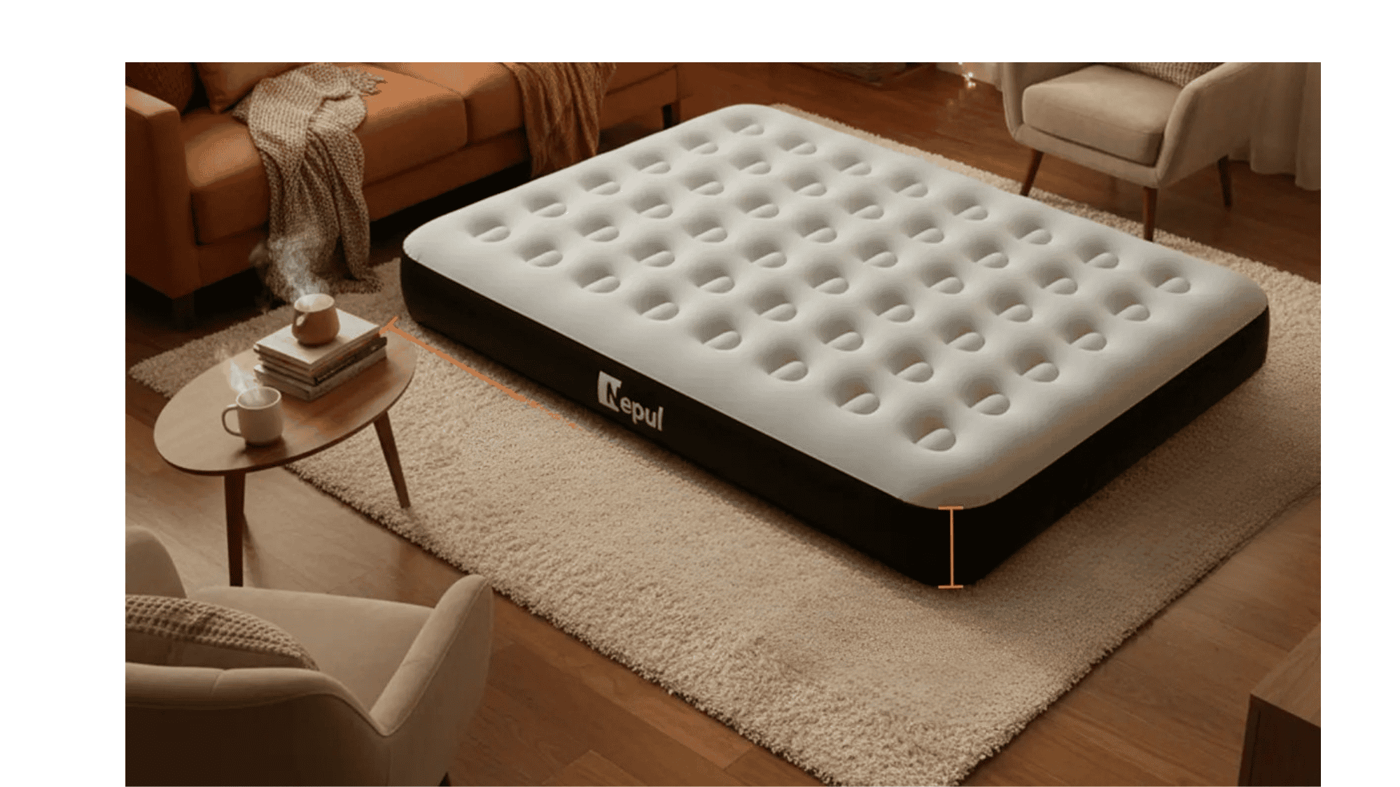 Colchão Inflável Casal Queen Com Travesseiro Y Bomba 4000ma Preto