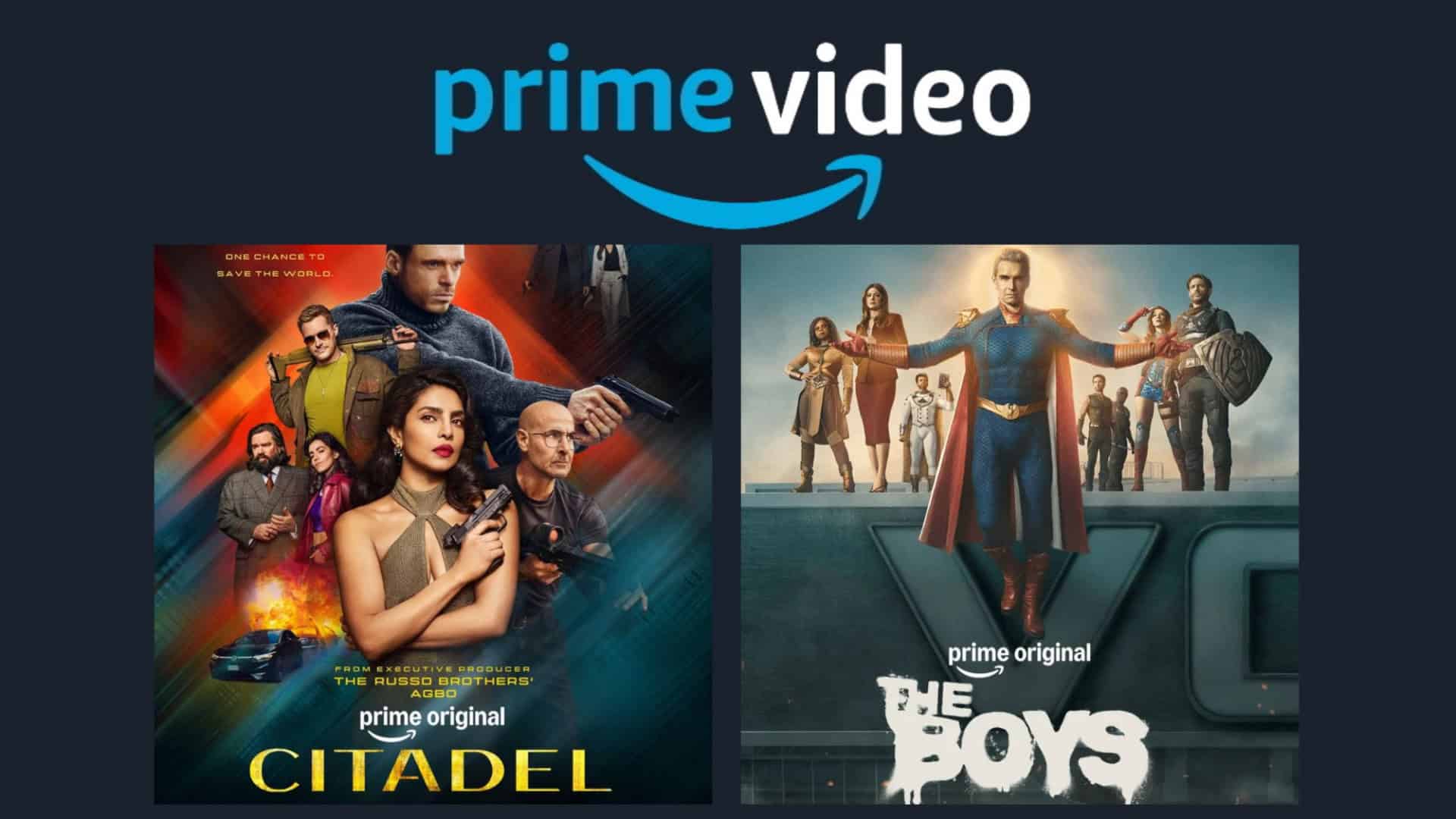 Montagem com pôsteres de The Boys e Citadel, do Amazon Prime Video