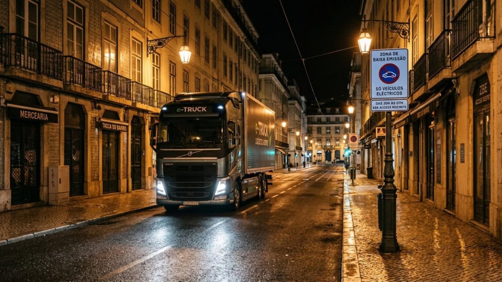 Um caminhão elétrico de 40 toneladas percorre 490 km todas as noites em uma rota onde muitos motores diesel são proibidos de circular