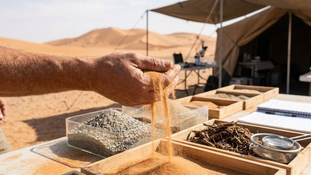 Descobrimos o ingrediente secreto para usar areia do deserto na construção: serragem e uma enorme máquina de sanduíches