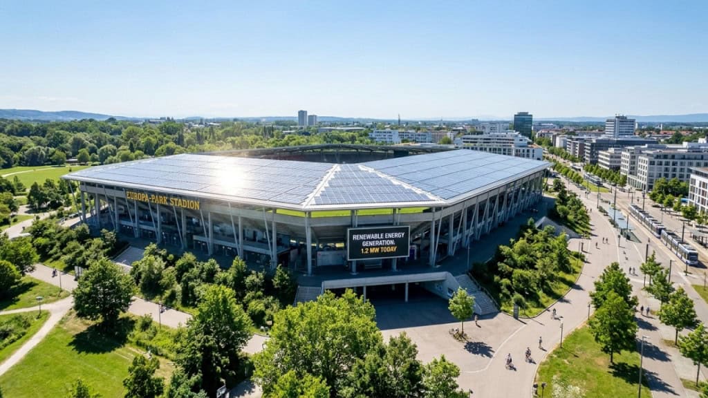 A Alemanha abriga um dos estádios de futebol mais sustentáveis: o Europa-Park Stadion, casa do SC Freiburg, possui um dos maiores telhados solares do mundo