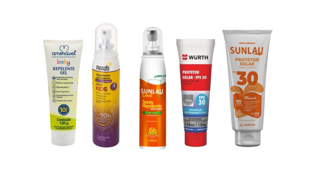 Montagem com protetores solares proibidos pela Anvisa