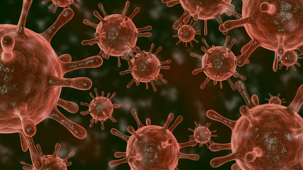 Ilustração de células infectadas pelo vírus HIV