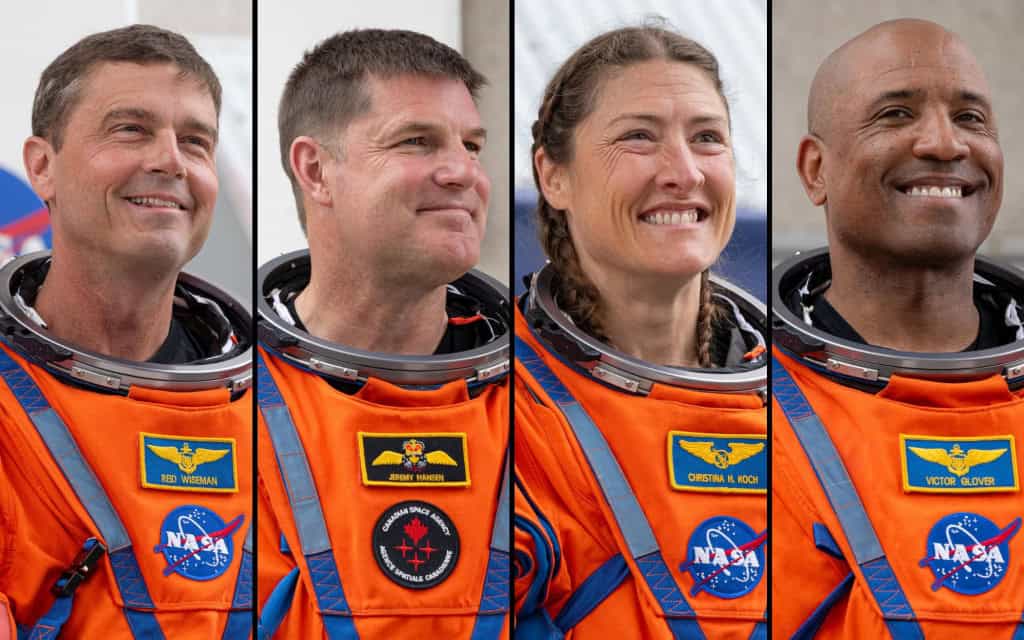 Reid Wiseman, Jeremy Hansen, Christina Koch e Victor Glover