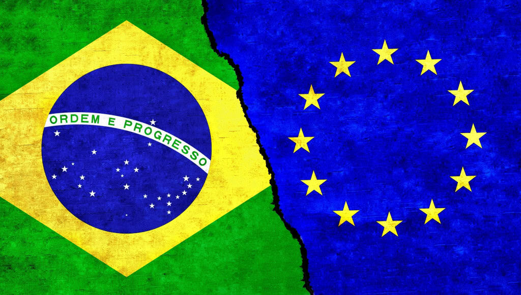 Bandeiras do Brasil e da União Europeia