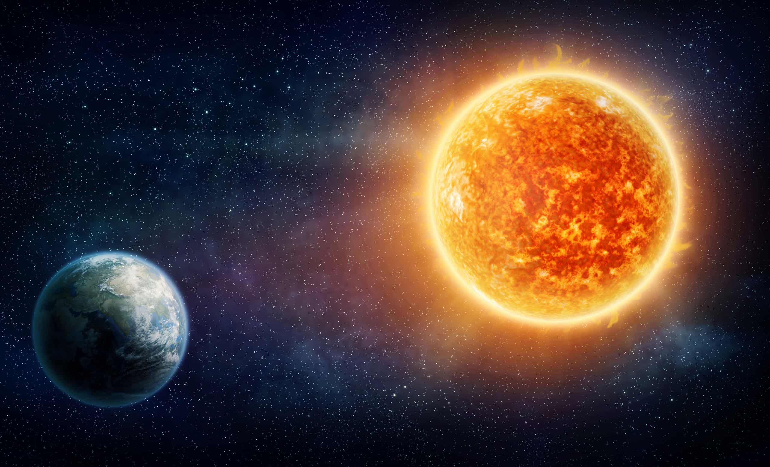 Representação artística do Sistema Solar atravessando uma nuvem de poeira interestelar