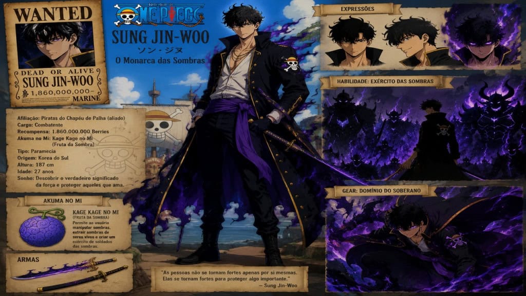 Como seria o Sung Jinwoo, de Solo Leveling, se ele fizesse parte do mundo de One Piece?