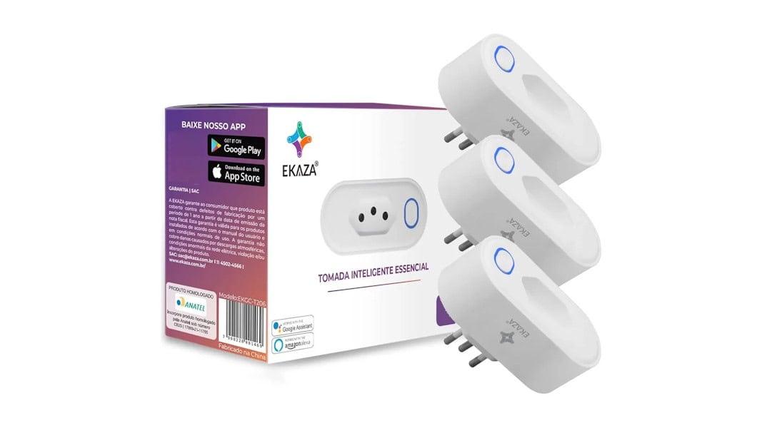 Kit com 3 tomadas inteligentes Ekaza