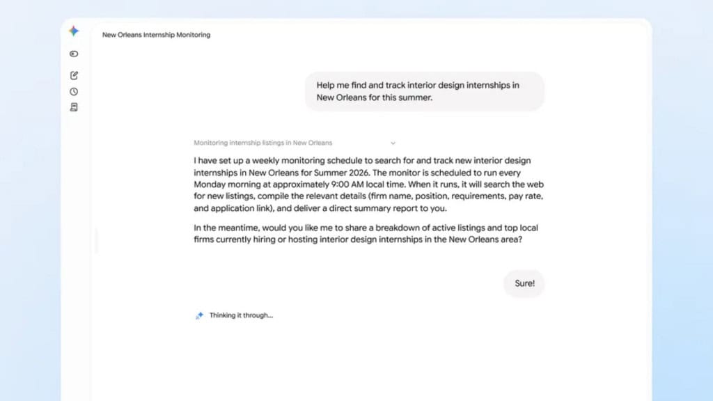 Captura de tela de Gemini atuando como agente de inteligência artificial (IA) na hora de atender prompt de usuário