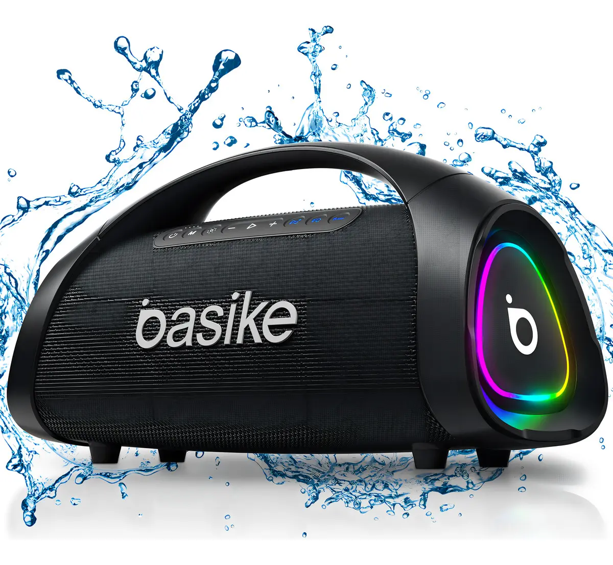 Caixa de Som Basike Boombox 300W RMS com Bluetooth, IPX6 e Luzes LED RGB