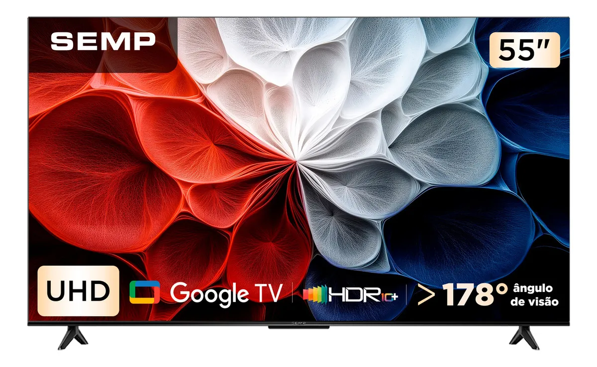Smart Tv Semp 55 Led Hva 4k Android Wifi Bluetooth 3 Hdmi Google Tv 60hz Hdr10+ 55s62