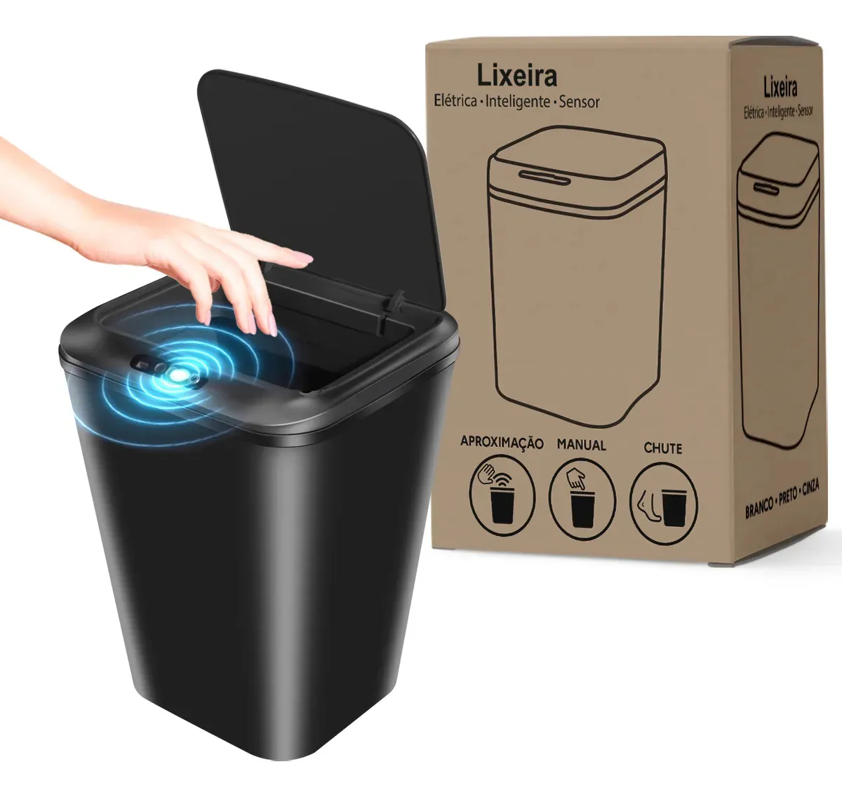 Caixote Do Lixo Inteligente Com Sensor Automático 16L