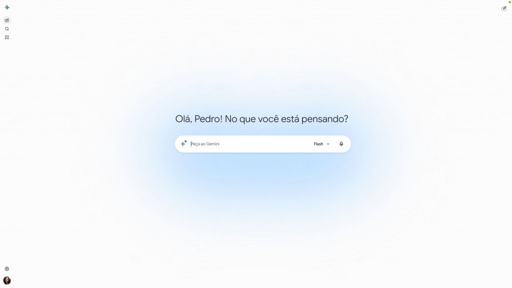 Captura de tela da página inicial do Gemini
