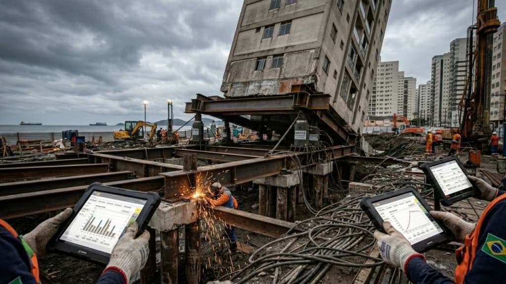 Engenharia contra a inclinação salva torres construídas sobre 12 metros de argila mole