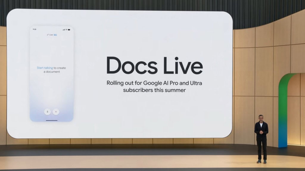 docs live sendo apresentado durante a conferência i/o 2026