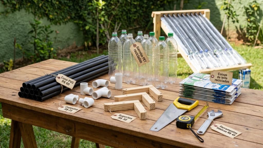 Aquecedor solar caseiro feito com garrafa PET e cano preto elimina o chuveiro elétrico e custa menos de R$ 200