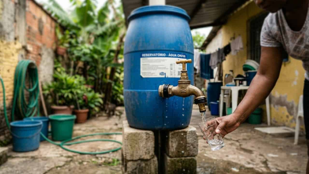 Projeto caseiro com tambor e torneira ajuda famílias a enfrentar falta d’água sem obra cara