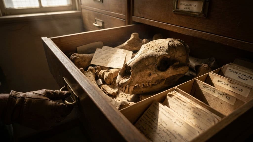 Cientistas ficam intrigados ao redescobrir, em uma gaveta de museu, os restos de um coala extinto há 28 mil anos que apresenta "covinhas" incomuns no crânio e uma capacidade sem precedentes