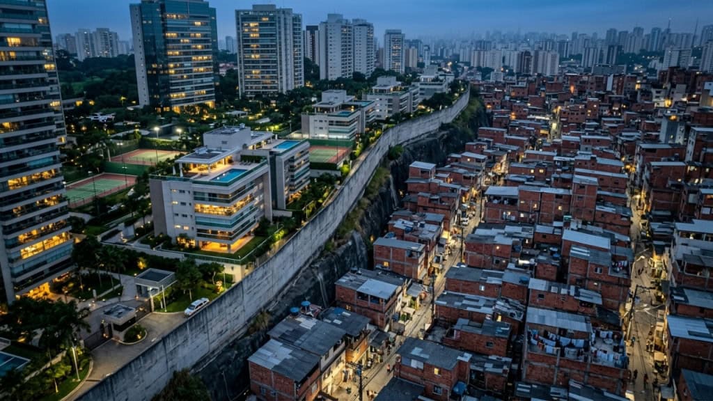 O muro invisível Brasileiro que divide piscinas de luxo e áreas de risco