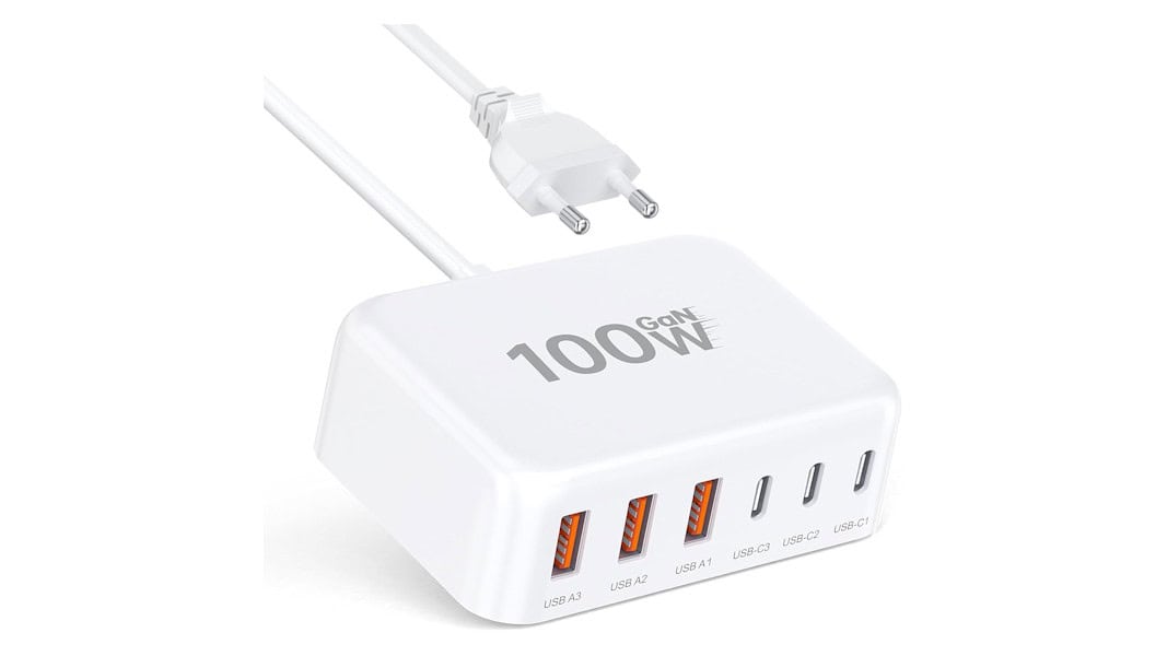 Carregador rápido USB-C 100W 6 portas