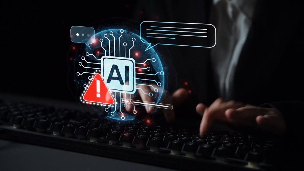 Interface AI mostrando aviso de erro de prompt e alerta do sistema