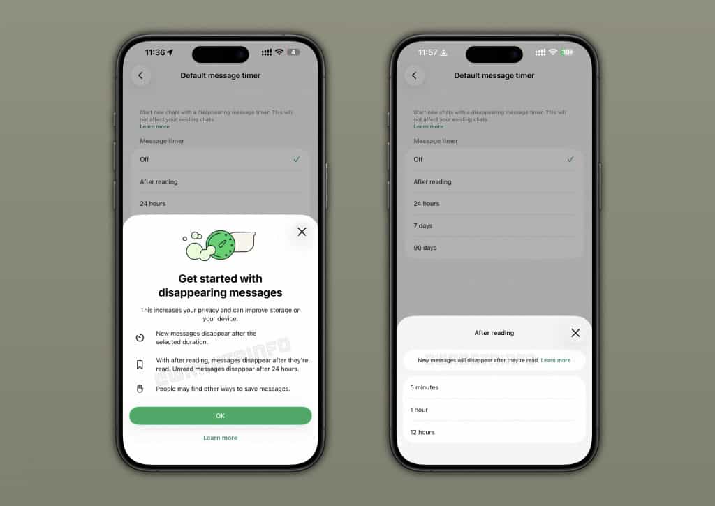 novas configurações do whatsapp sobre mensagens temporárias