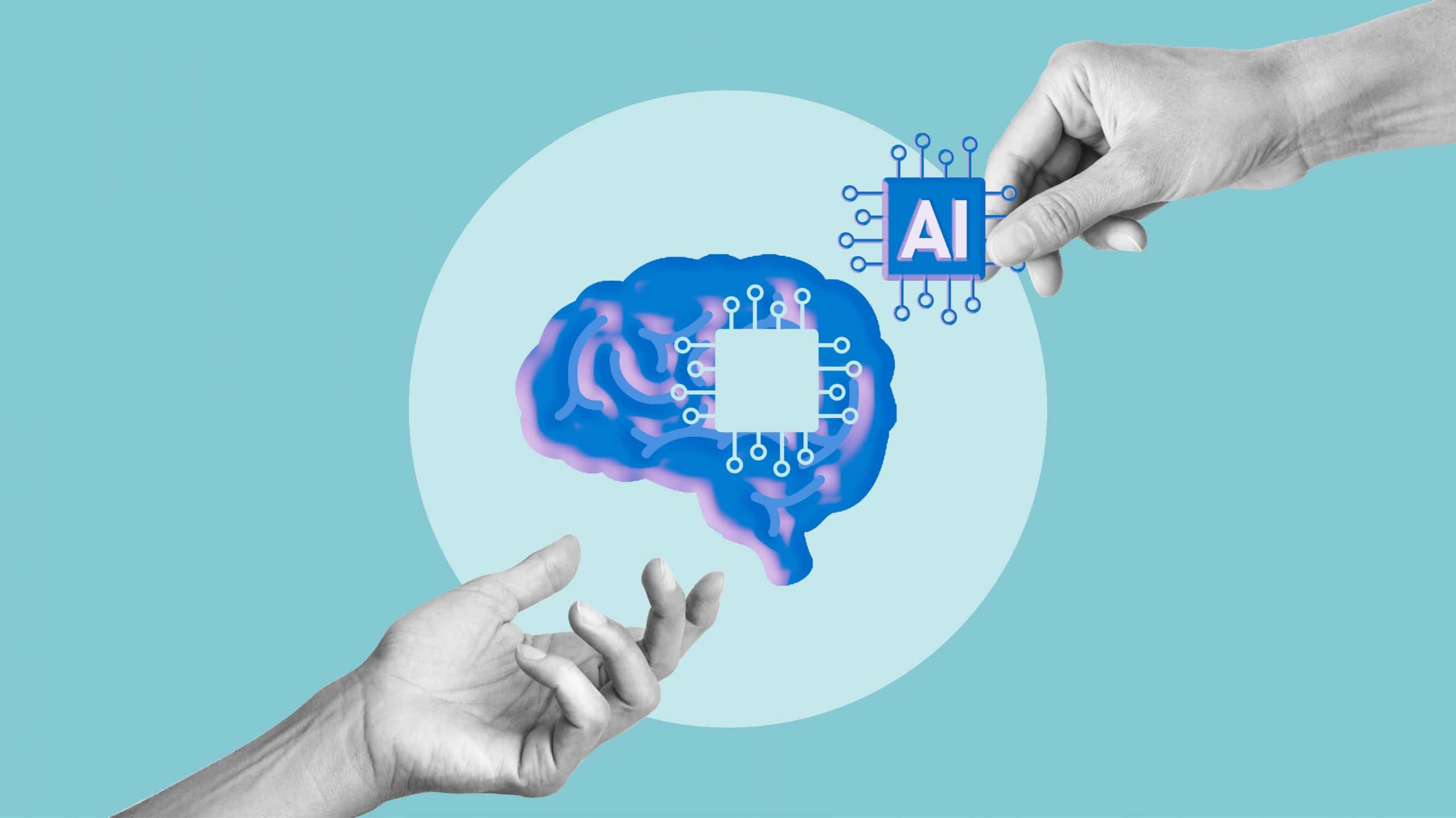 Pessoa usando uma interface de inteligência artificial em um computador