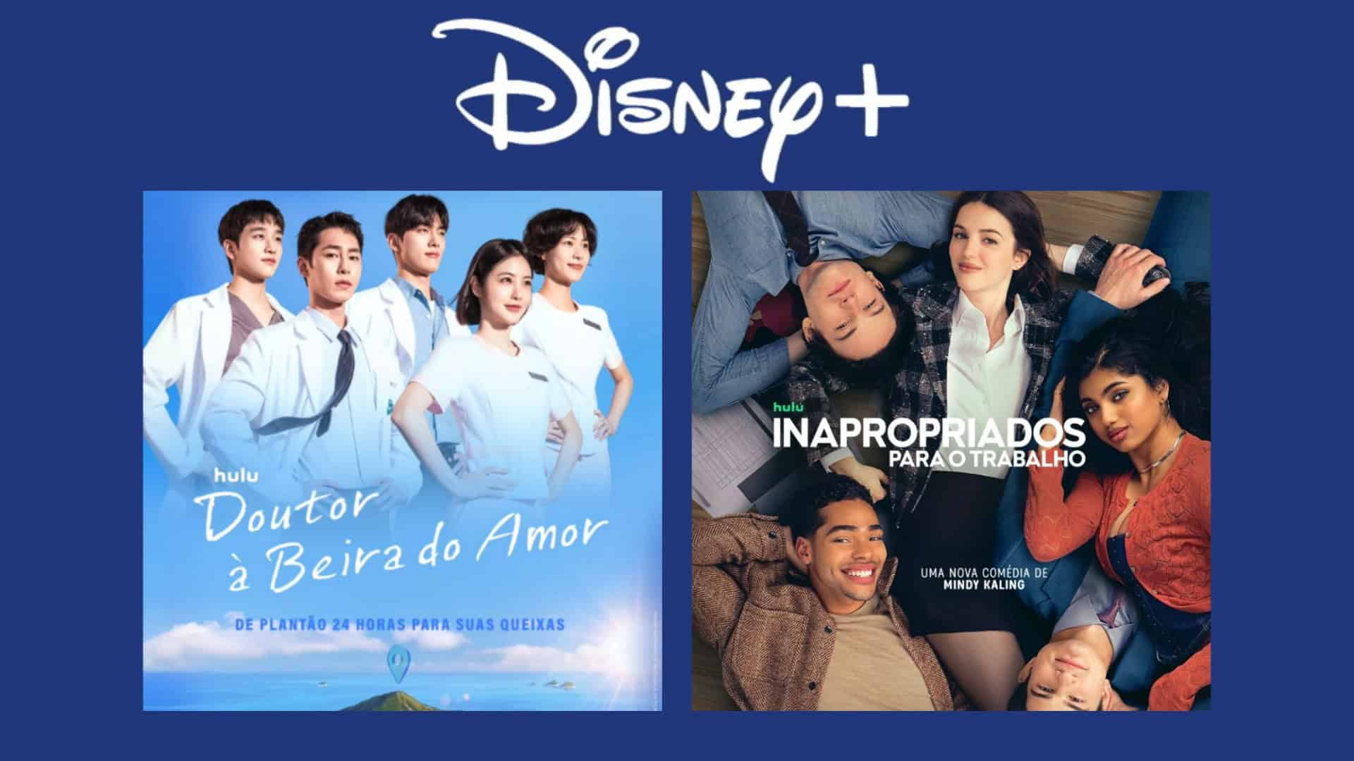 Montagem com pôsteres das séries Doutos à Beira do Amor e Inapropriados para o Trabalho