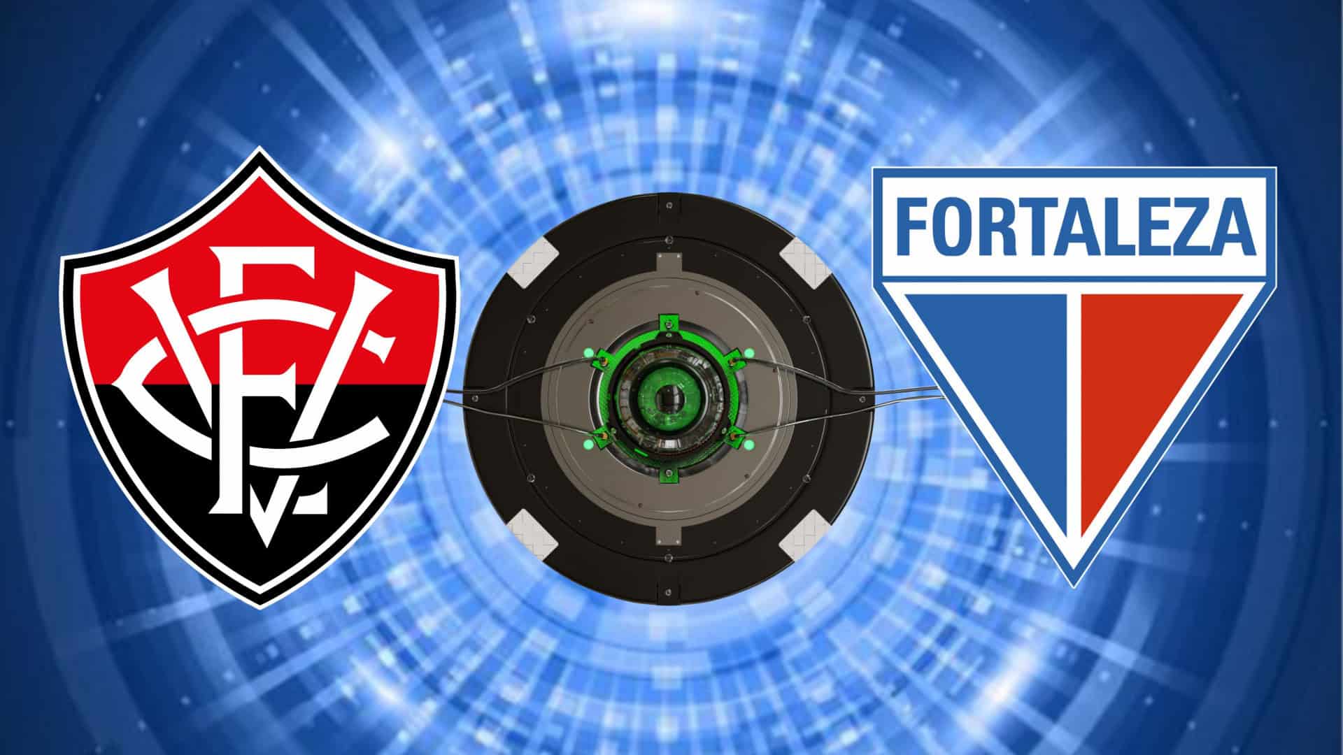 Montagem com escudos dos times Vitória e Fortaleza