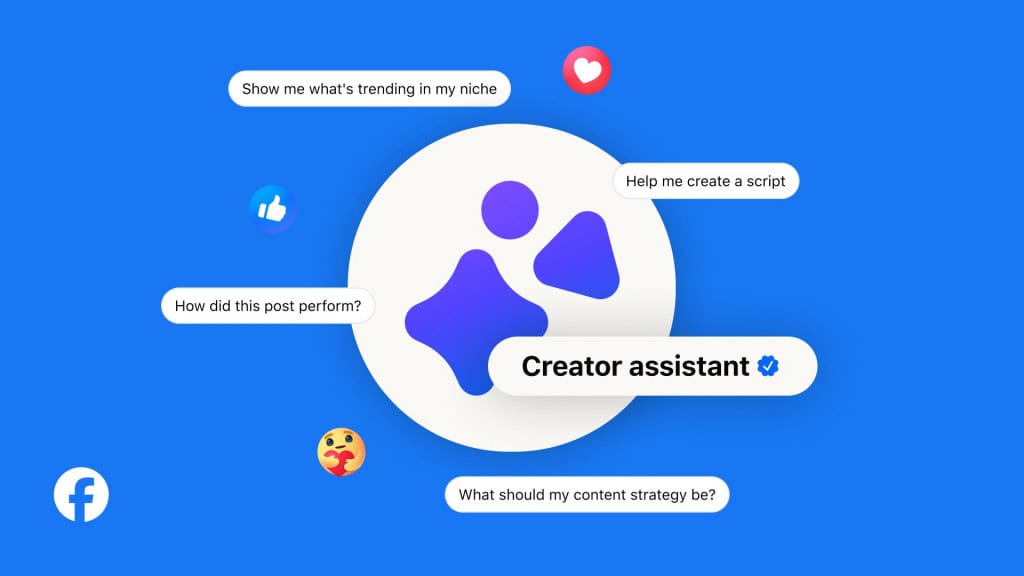 Ilustração do novo assistente de IA para criadores lançado pela Meta no Facebook