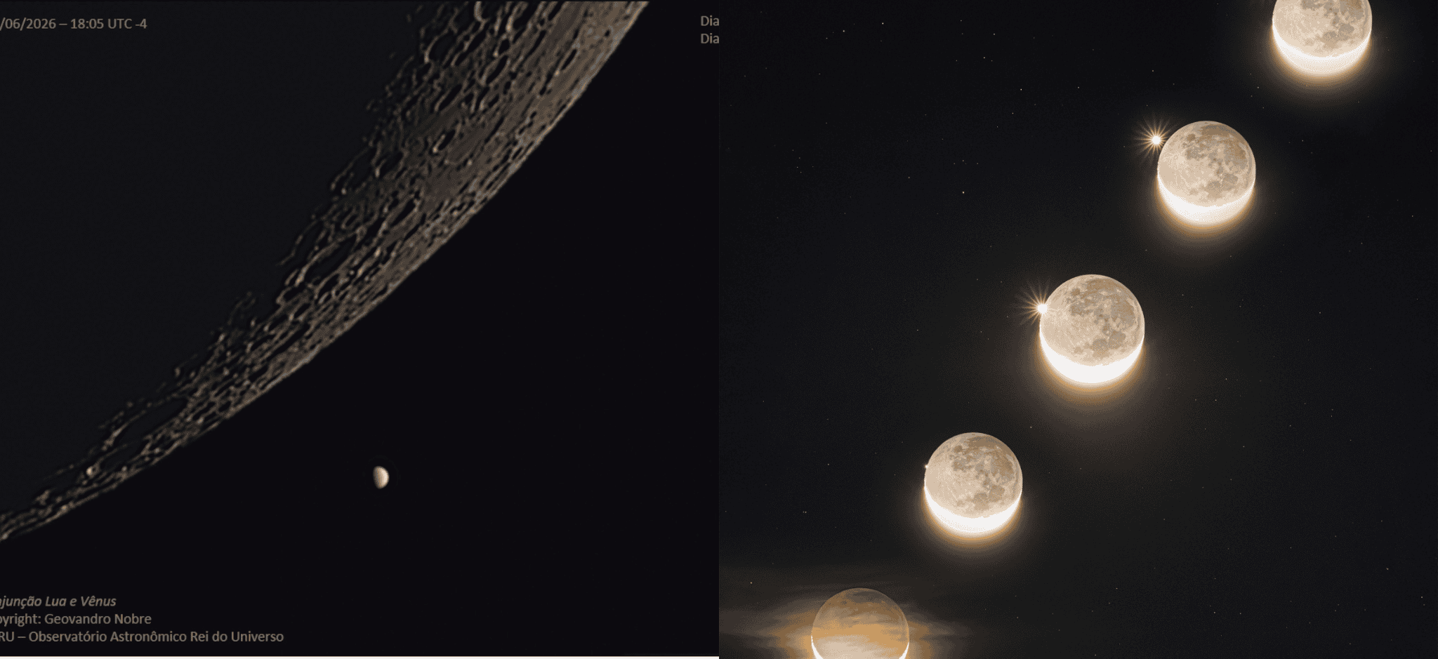 Conjunção e ocultação lunar de Vênus nas Imagens Astronômicas da Semana