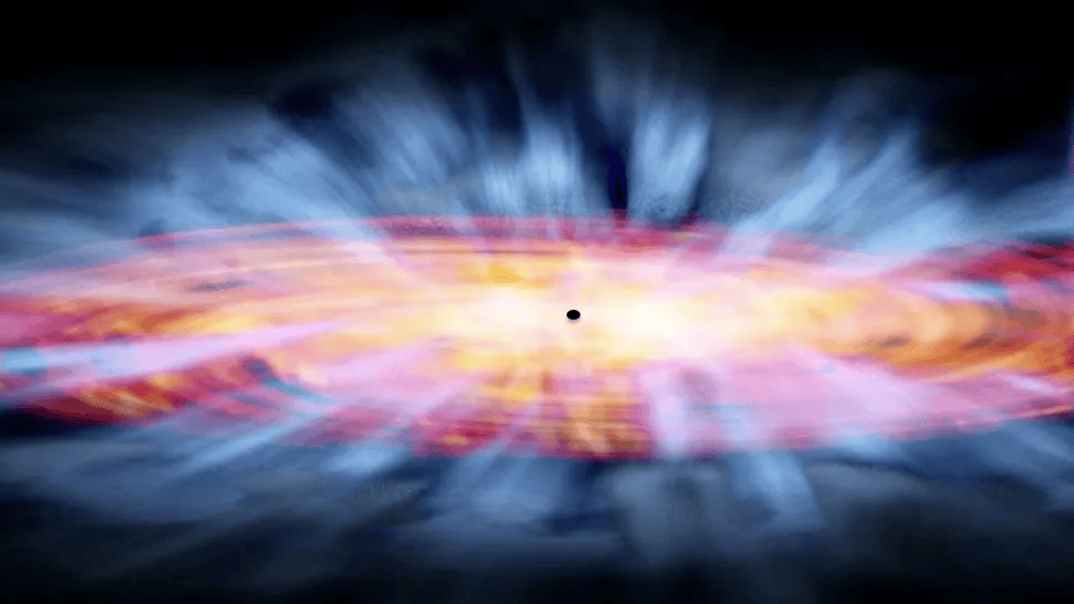 Astrônomos descobrem ventos de buraco negro rápidos como forte furacão 5 Ilustração artística de um quasar