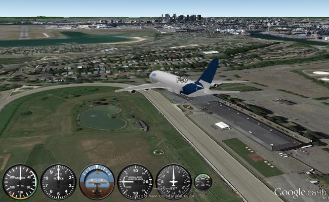 Simulador de voo do Google Earth