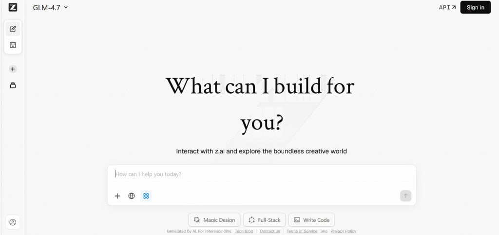 Site da Z.ai