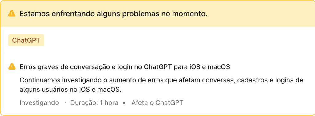 ChatGPT caiu? Chatbot da OpenAI começa o dia instável