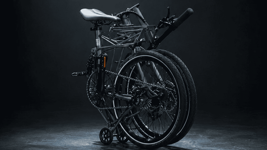 Imagem de bicicleta completamente dobrada