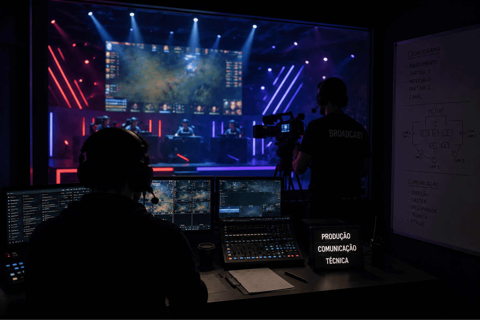 Os bastidores de uma transmissão de e-sports: descubra o que acontece por trás do “estamos ao vivo”