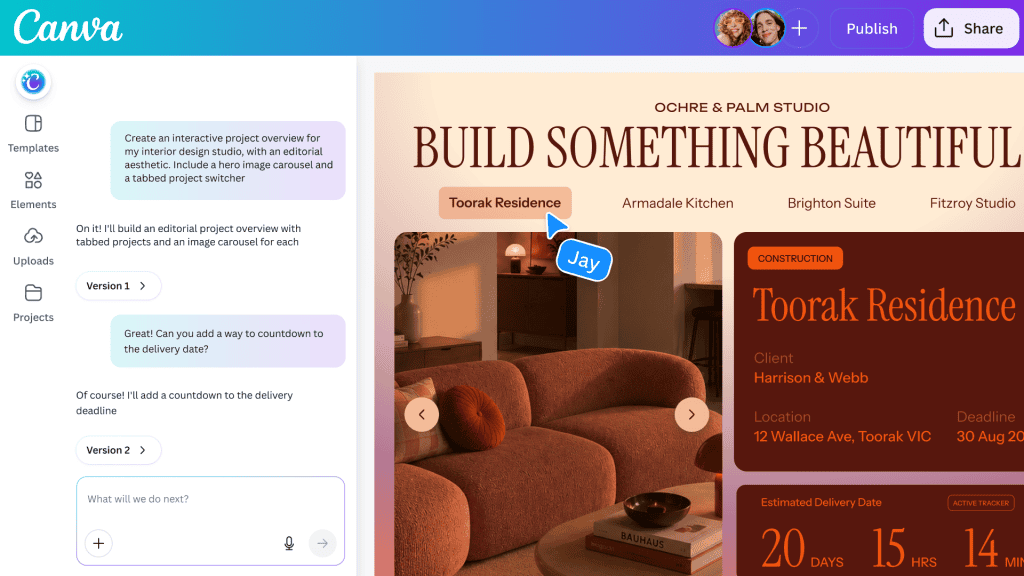 Exemplo de uso do Canva Code 2.0