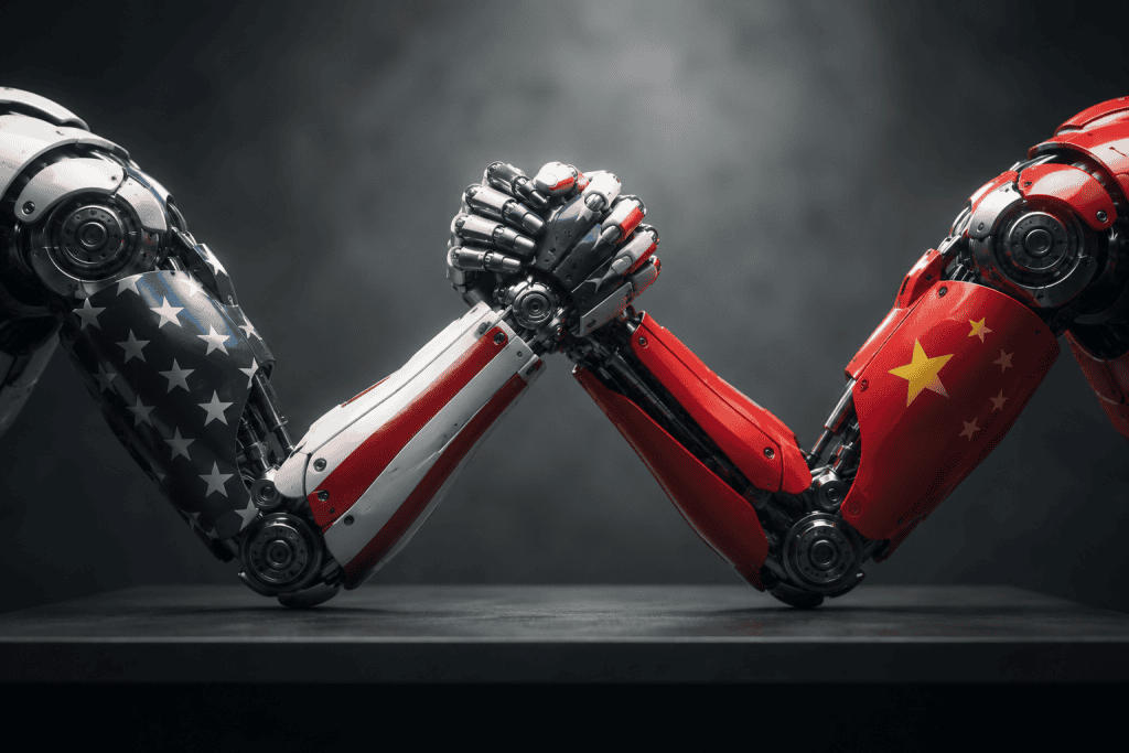Sala 9 Conheça a IA chinesa que deixa os Estados Unidos ansiosos 5 queda de braço entre robô humanoide americano e chinês