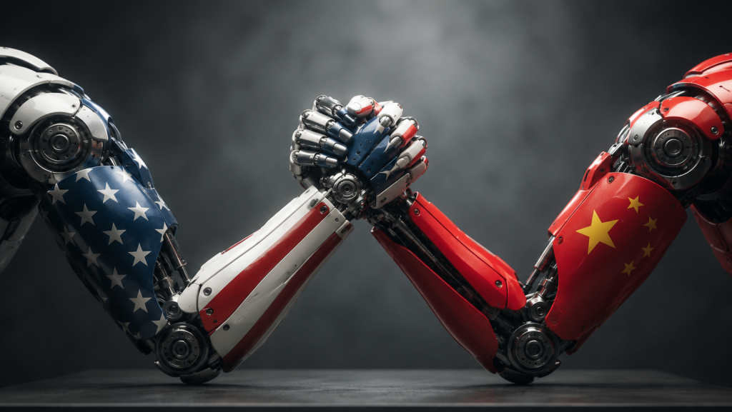 As restrições americanas aos chips avançados para a China continuam sendo um ponto de tensão tecnológica. – Imagem gerada com IA. ChatGPT/Olhar Digital