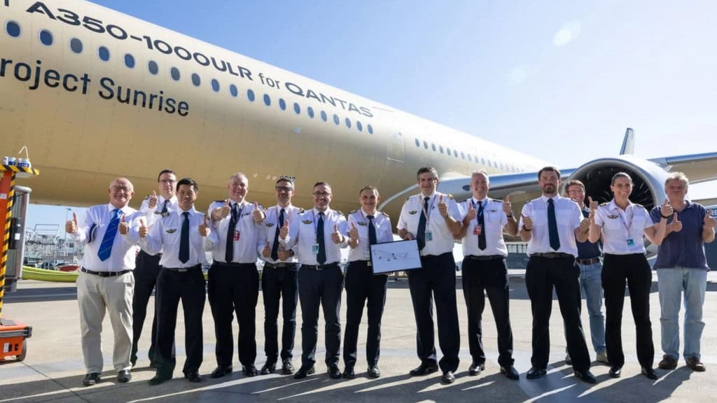 Equipe que participou do voo direto A350-1000ULR Qantas MSN707 direto da Austrália