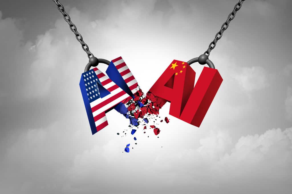 Disputa entre China e EUA no mercado de IA.
