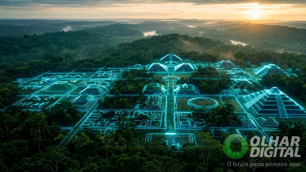 Mapeamento a laser encontrou área que pode ter abrigado civilização antiga e sofisticada na Amazônia – Imagem: Olhar Digital via ChatGPT