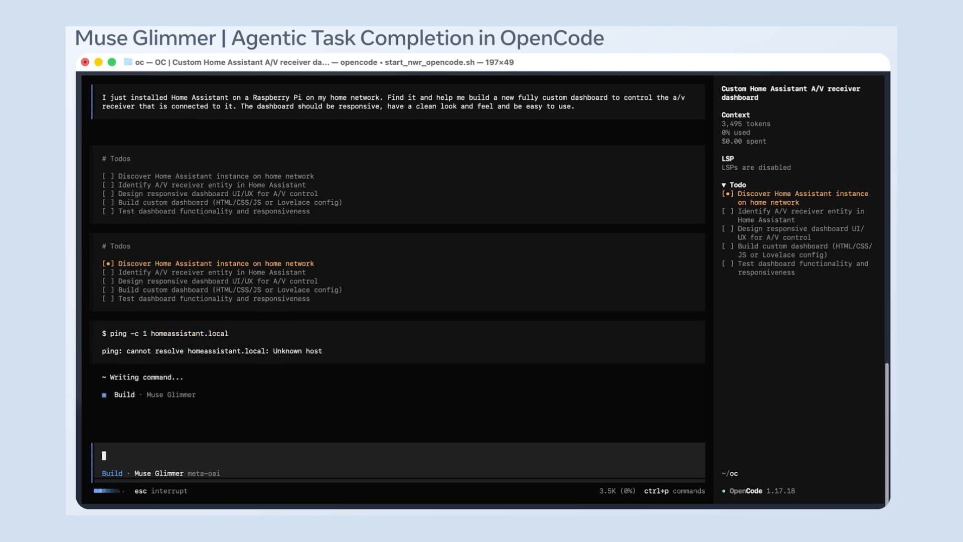 Montagem mostrando o modelo de inteligência artificial (IA) da Meta Muse Glimmer executando tarefa de programação
