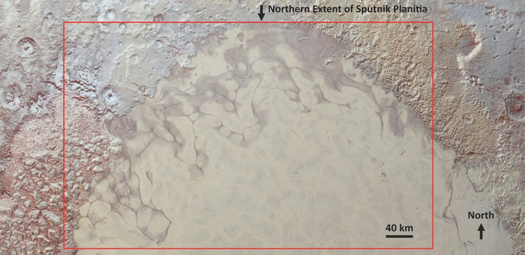 Geleira Sputnik Planitia, situada no norte de Plutão
